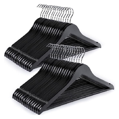 TOPIA HANGER Wooden Coat Hangers 30 Pack, Black Wood Suit Hangers